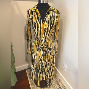 MANGO Black and Gold Long Sleeve Dress 🦓